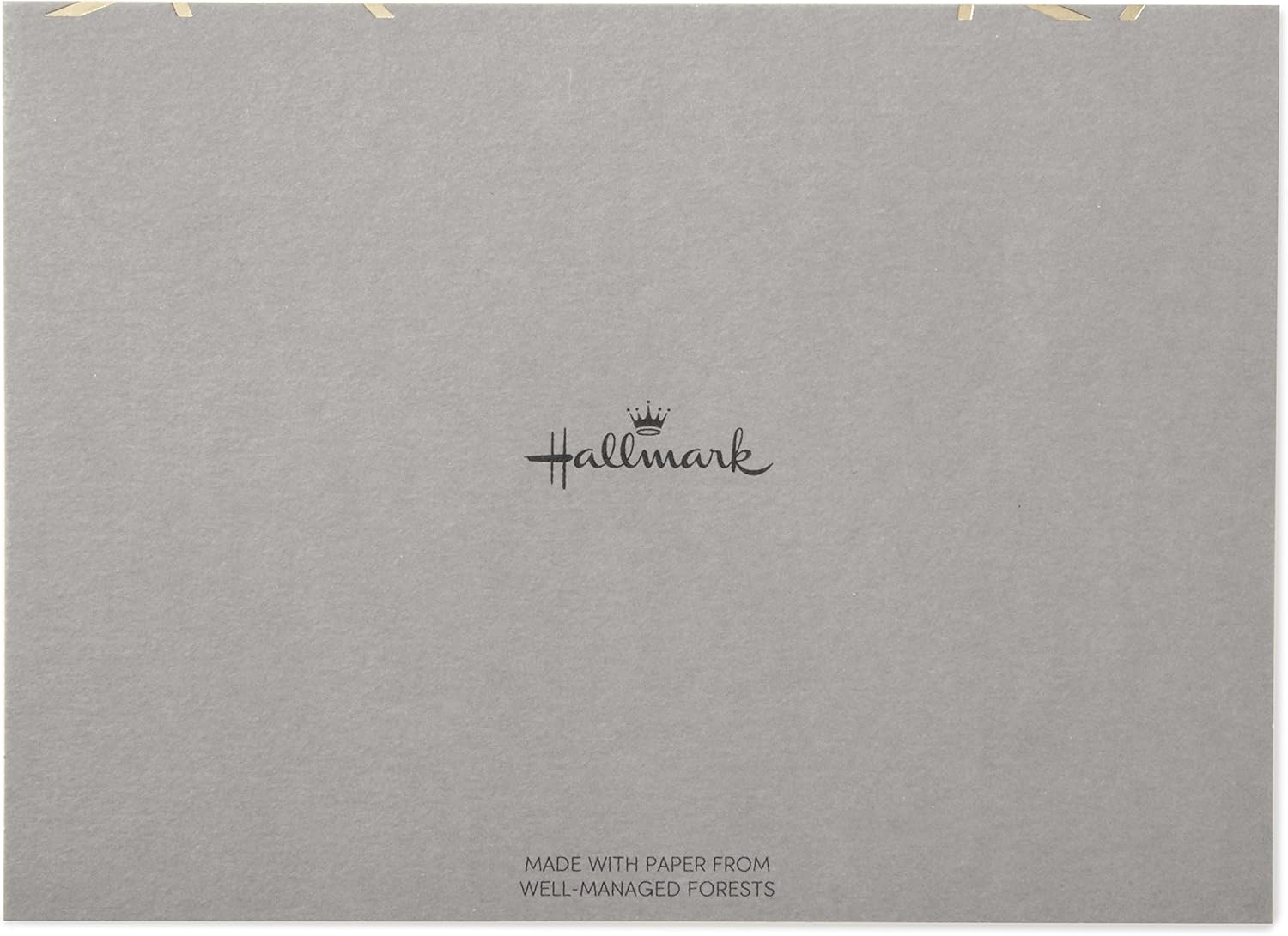 Hallmark Blank Cards, Gold Foil Lines (10 Cards with Envelopes) showing grey card back with logo and sustainable paper information
