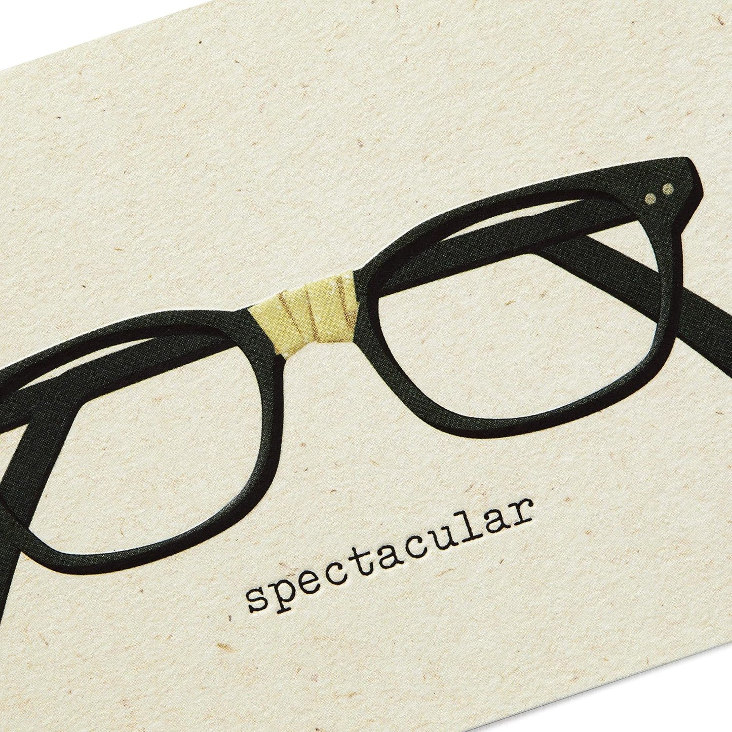 Hallmark Blank Cards, Spectacular with black taped glasses illustration, featuring typewriter lettering on textured background.