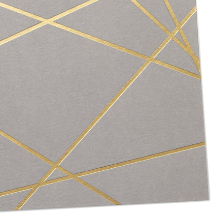Hallmark Blank Cards, Gold Foil Lines in an abstract design on gray background, close up detail of gold lines.