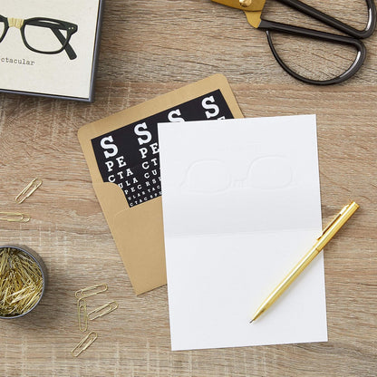 Hallmark Blank Cards, Spectacular (10 Cards with Envelopes) flat lay view with card, envelope, gold pen and stationery.