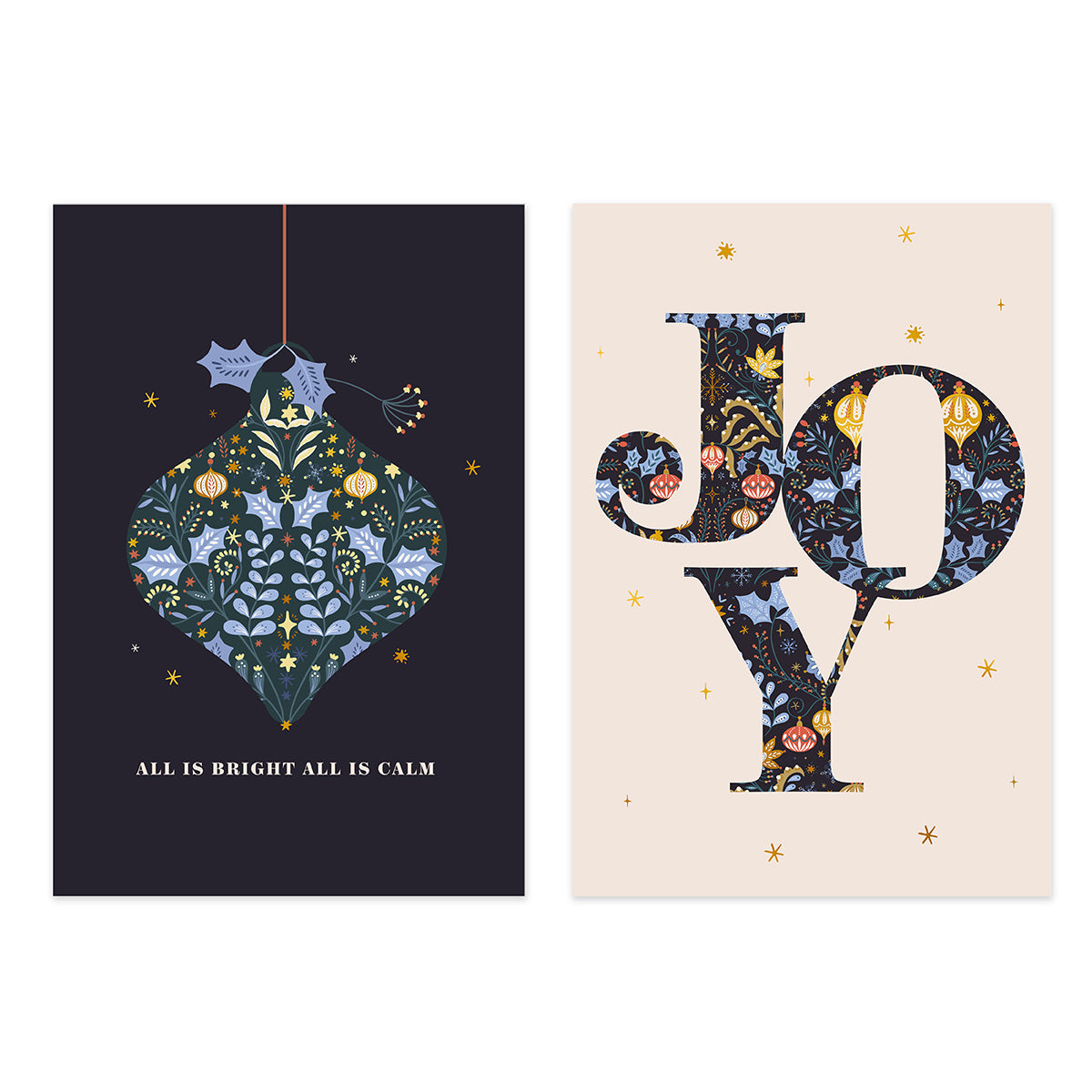 Hallmark Boxed Christmas Cards 10 Pack - Season's Greetings featuring 'JOY' and ornate bauble designs.