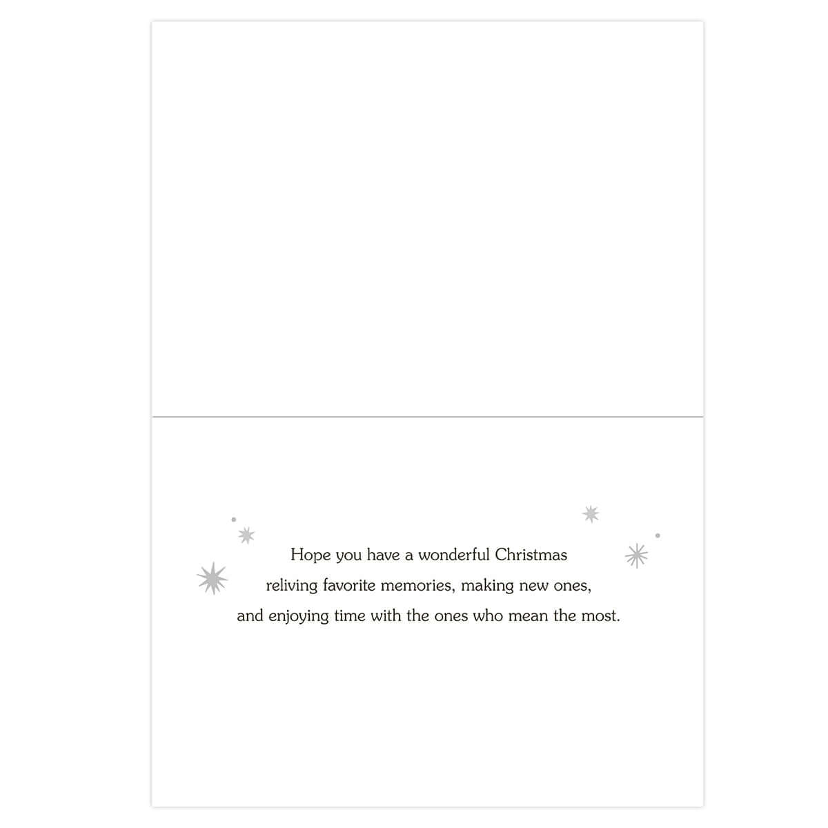 Hallmark Boxed Christmas Cards 10 Pack - Making Memories, inside view, featuring a heartfelt message and decorative star illustrations.