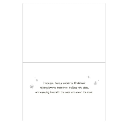 Hallmark Boxed Christmas Cards 10 Pack - Making Memories, inside view, featuring a heartfelt message and decorative star illustrations.