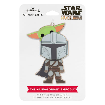 Hallmark Christmas Ornament - Star Wars™: The Mandalorian™ and Grogu™, metal and plastic with a flat lay design featuring Grogu peeking.