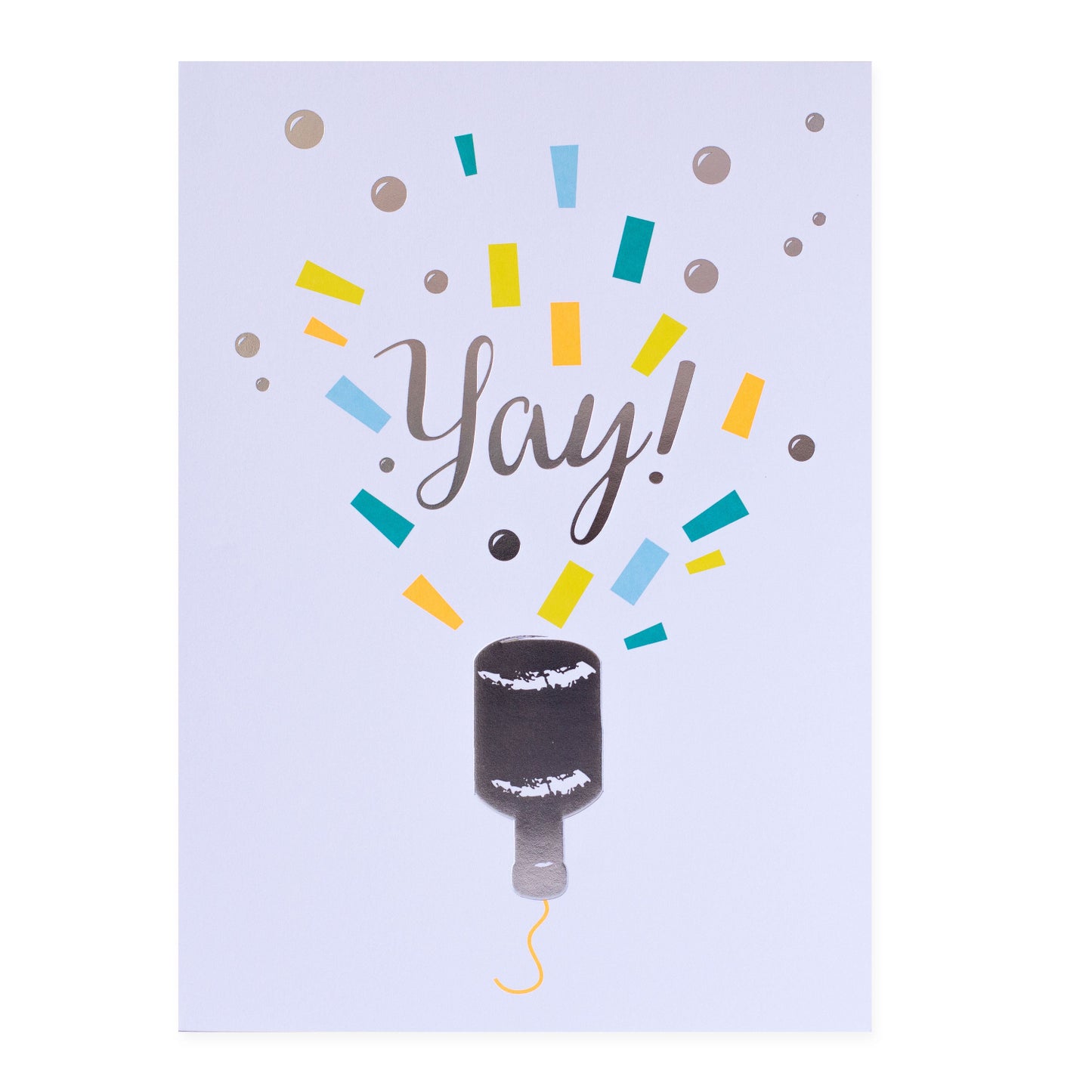 Hallmark Colossal Celebration Greeting Card - Party Popper features a party popper illustration with colourful confetti, displaying the word 'Yay!'. 