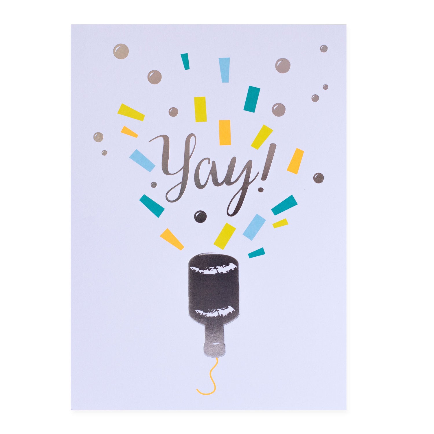 Hallmark Colossal Celebration Greeting Card - Party Popper features a party popper illustration with colourful confetti, displaying the word 'Yay!'. 