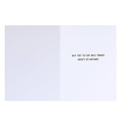 Hallmark Colossal Farewell Greeting Card - Animal Friends, inside view with gold text message, minimalist design.