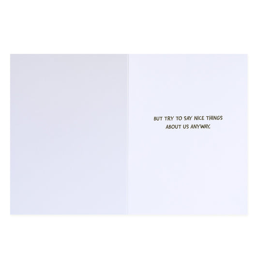 Hallmark Colossal Farewell Greeting Card - Animal Friends, inside view with gold text message, minimalist design.