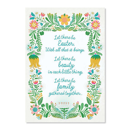 Hallmark Easter Card - Memories That Shine featuring an illustrated floral border and embossed message on front.