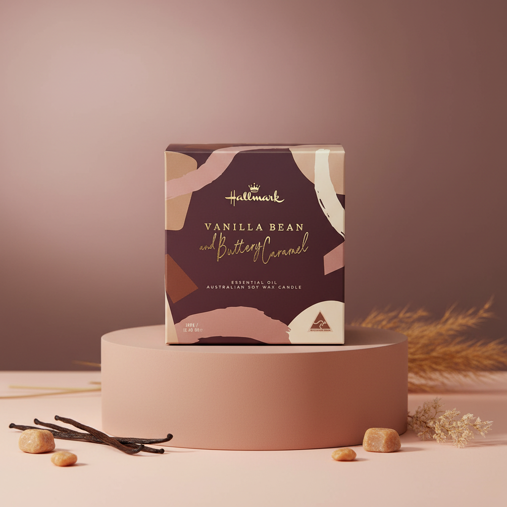 Hallmark Essential Oil Australian Soy Wax Candle - Vanilla Bean & Buttery Caramel