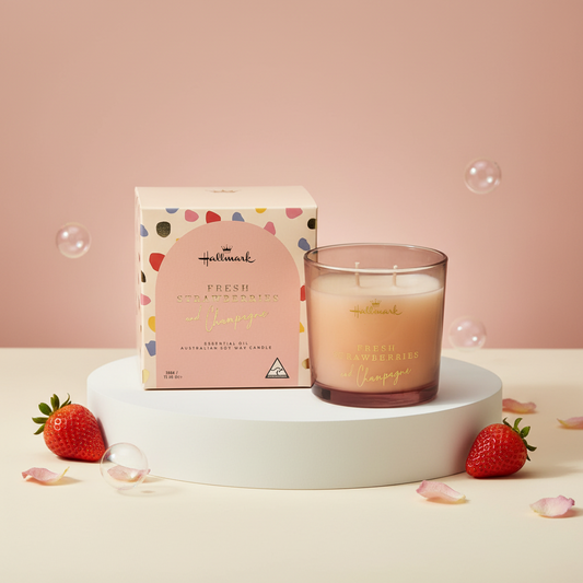 Hallmark Essential Oil Australian Soy Wax Candle - Fresh Strawberries & Champagne