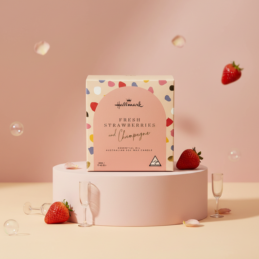 Hallmark Essential Oil Australian Soy Wax Candle - Fresh Strawberries & Champagne