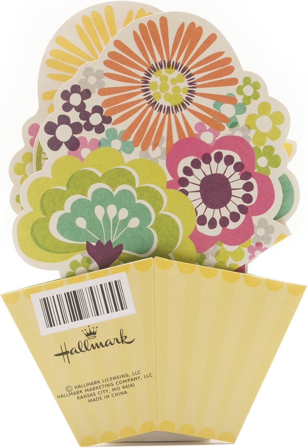Hallmark Get Well Greeting Card (Pop-Up Flowers) featuring vibrant floral pop-up design, displayed with a yellow base, 14.7cm by 21cm size