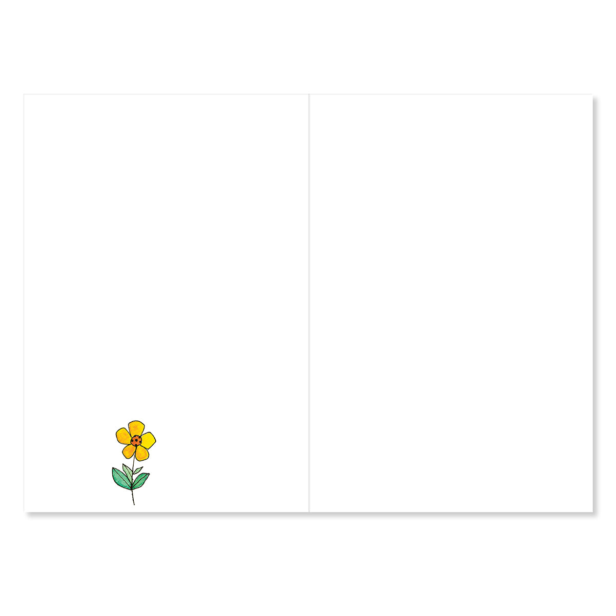 Simple illustration of a yellow flower with green leaves on a white background