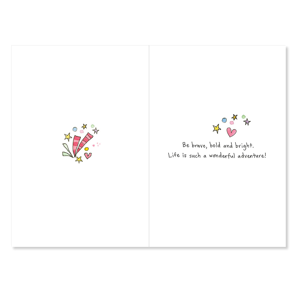 Motivational card with colorful illustrations and text on a white background