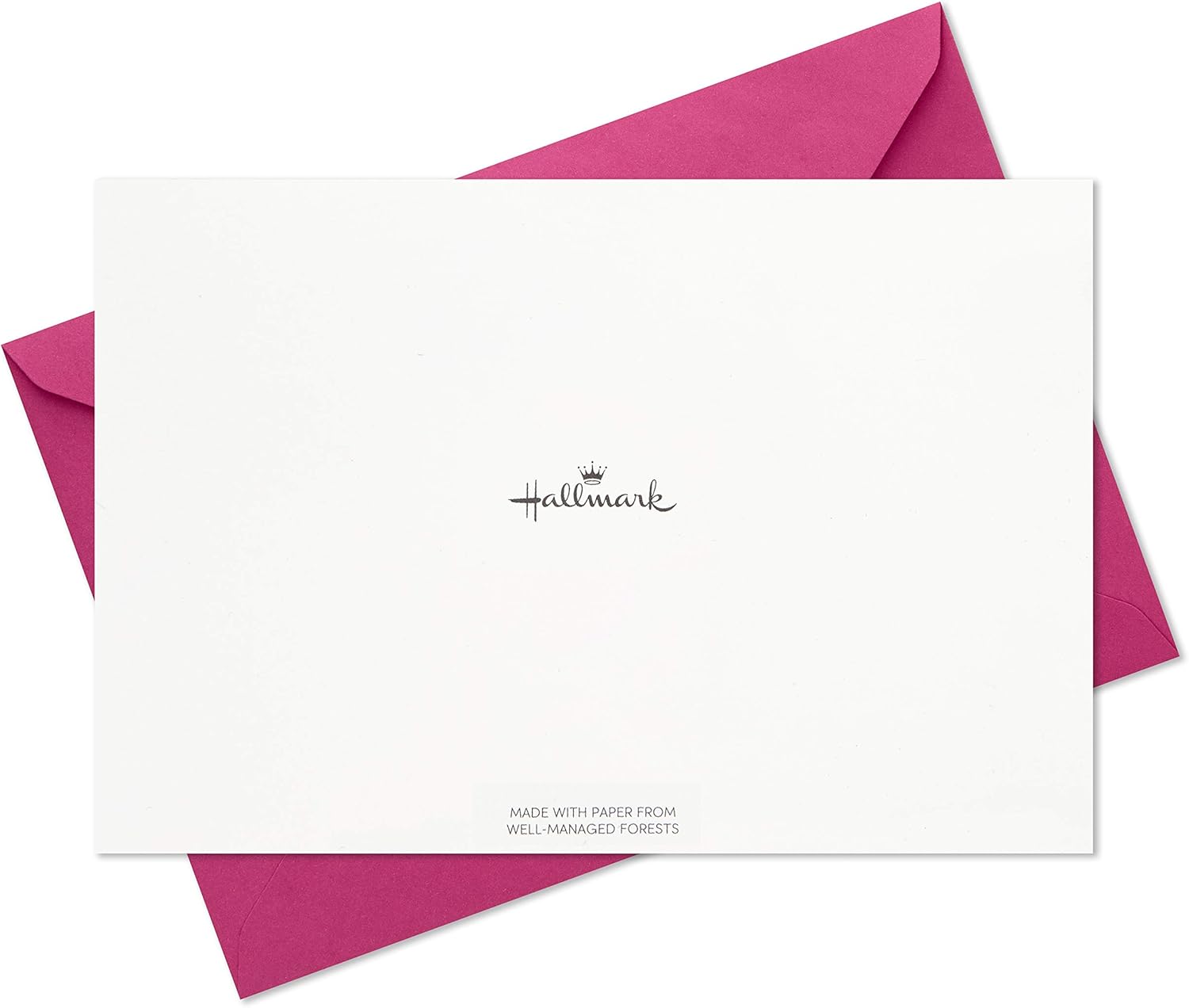 Hallmark Pack of 30 Assorted Boxed Greeting Cards, Good Vibes - Birthday Cards with a white card and pink envelope, flat lay view.