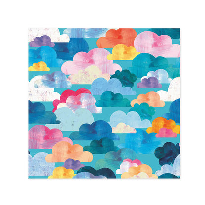 Hallmark x Kasey Rainbow Gallery Blank Greeting Card - Head In The Clouds featuring a vibrant illustration of colourful clouds in various shapes.