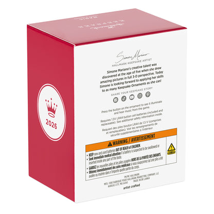 Nintendo The Legend of Zelda™: Tears of the Kingdom Link Musical With Light — 2026 Hallmark Keepsake Christmas Ornament packaging box rear view with artist details and warnings.
