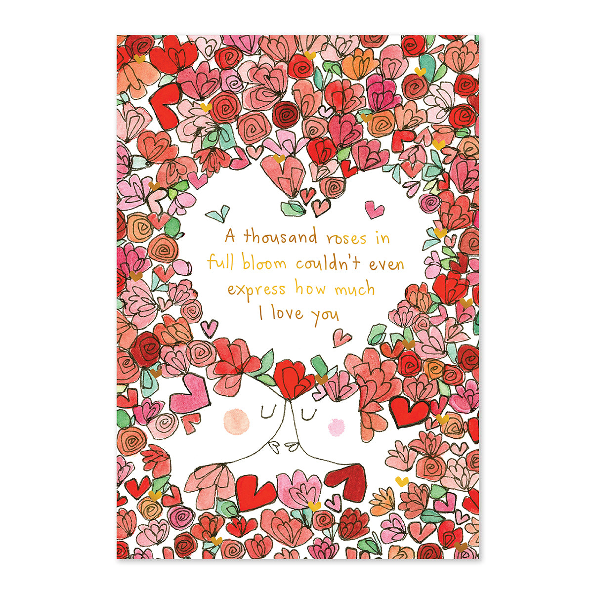 Card with floral design and romantic message on a white background