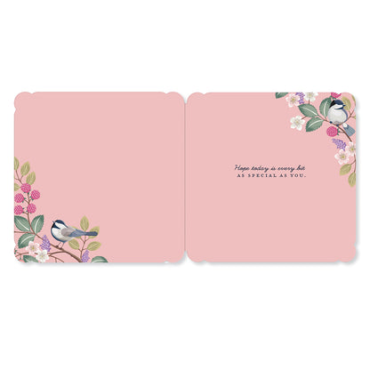 Hallmark Mother's Day Card - For someone special, open with pink inner design featuring birds and floral details.