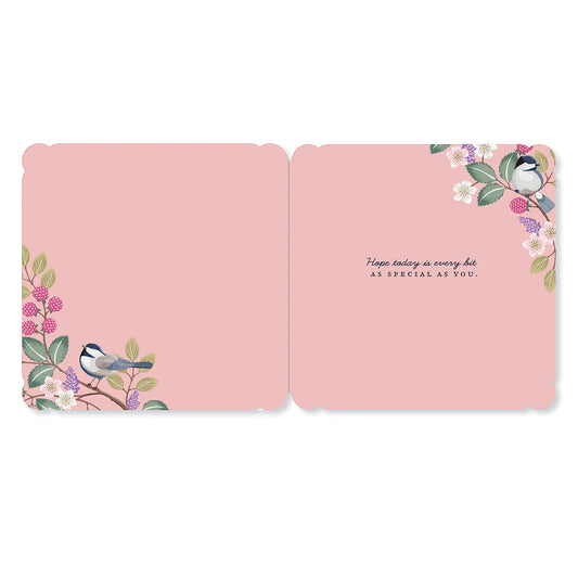 Hallmark Mother's Day Card - For someone special, open with pink inner design featuring birds and floral details.