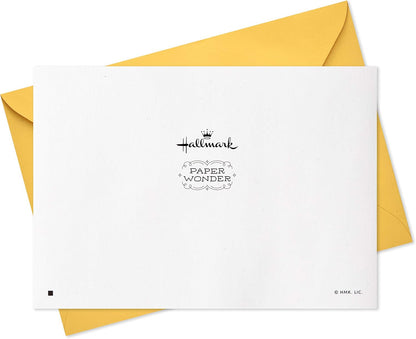 Hallmark Paper Wonder Pop Up Birthday Card (Birthday Mice) with yellow envelope showing the brand logo and design detail.