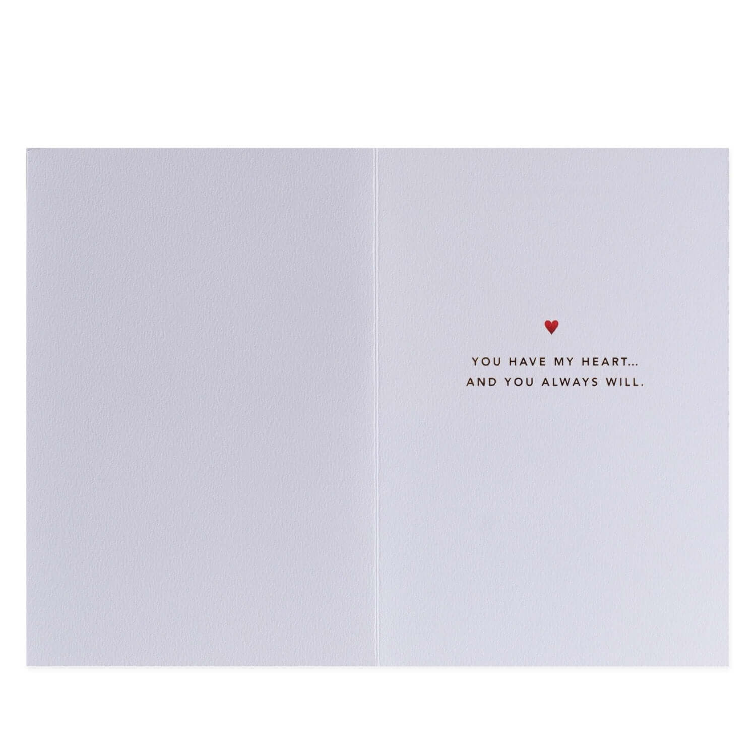 Inside view of Hallmark Signature Greeting Card - I Love You featuring heartfelt message and red heart.