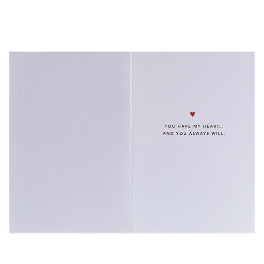Inside view of Hallmark Signature Greeting Card - I Love You featuring heartfelt message and red heart.
