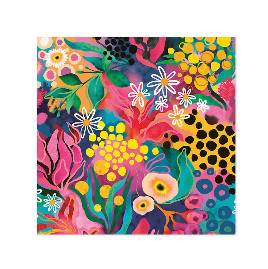 Hallmark x Kasey Rainbow Gallery Blank Greeting Card - Matilda features vibrant floral patterns with bold colours and textures.