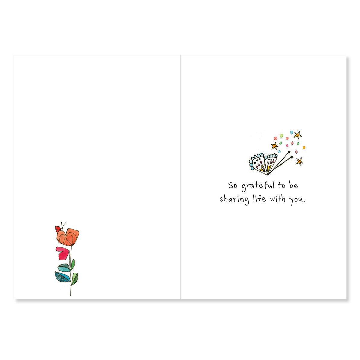 Greeting card with floral illustration and text on a white background