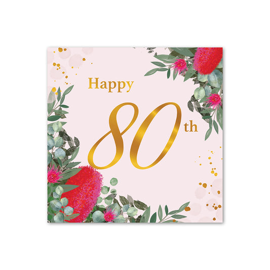 Hallmark 80th Birthday Card - Australian Flora