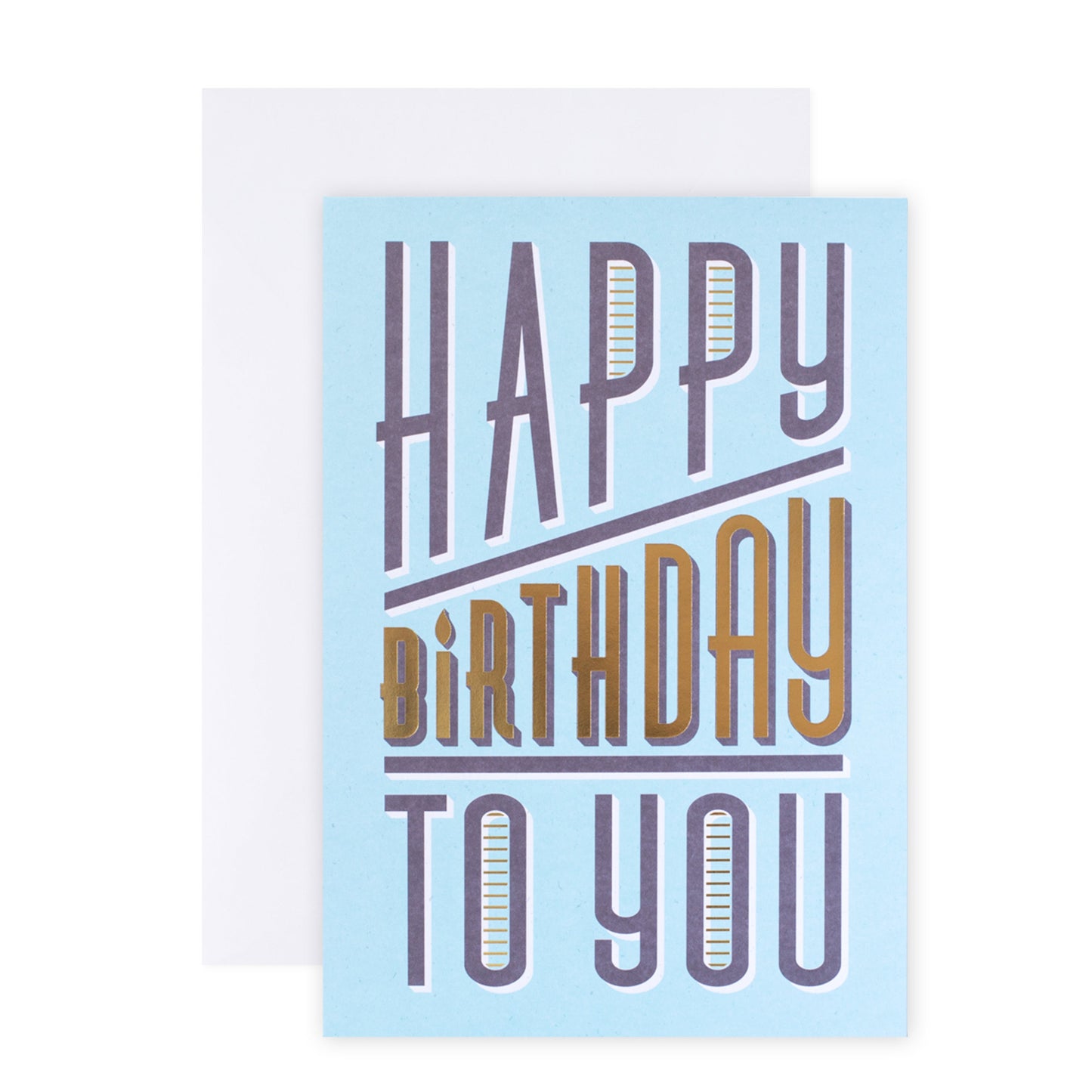 Hallmark Colossal Birthday Greeting Card - Gold & Bold with gold foil lettering on blue background and white envelope.