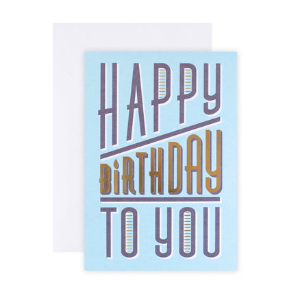 Hallmark Colossal Birthday Greeting Card - Gold & Bold with gold foil lettering on blue background and white envelope.