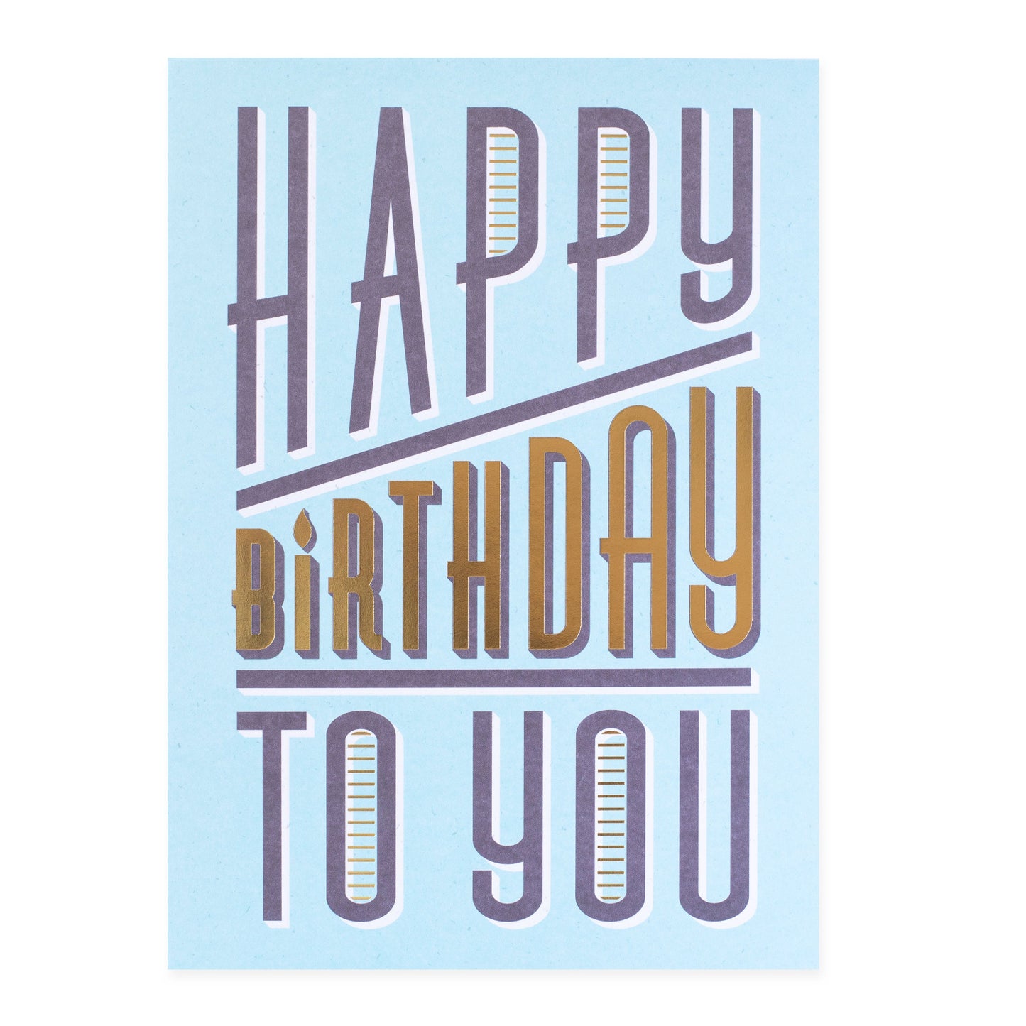 Hallmark Colossal Birthday Greeting Card - Gold & Bold featuring bold lettering on a light blue background, close up view.
