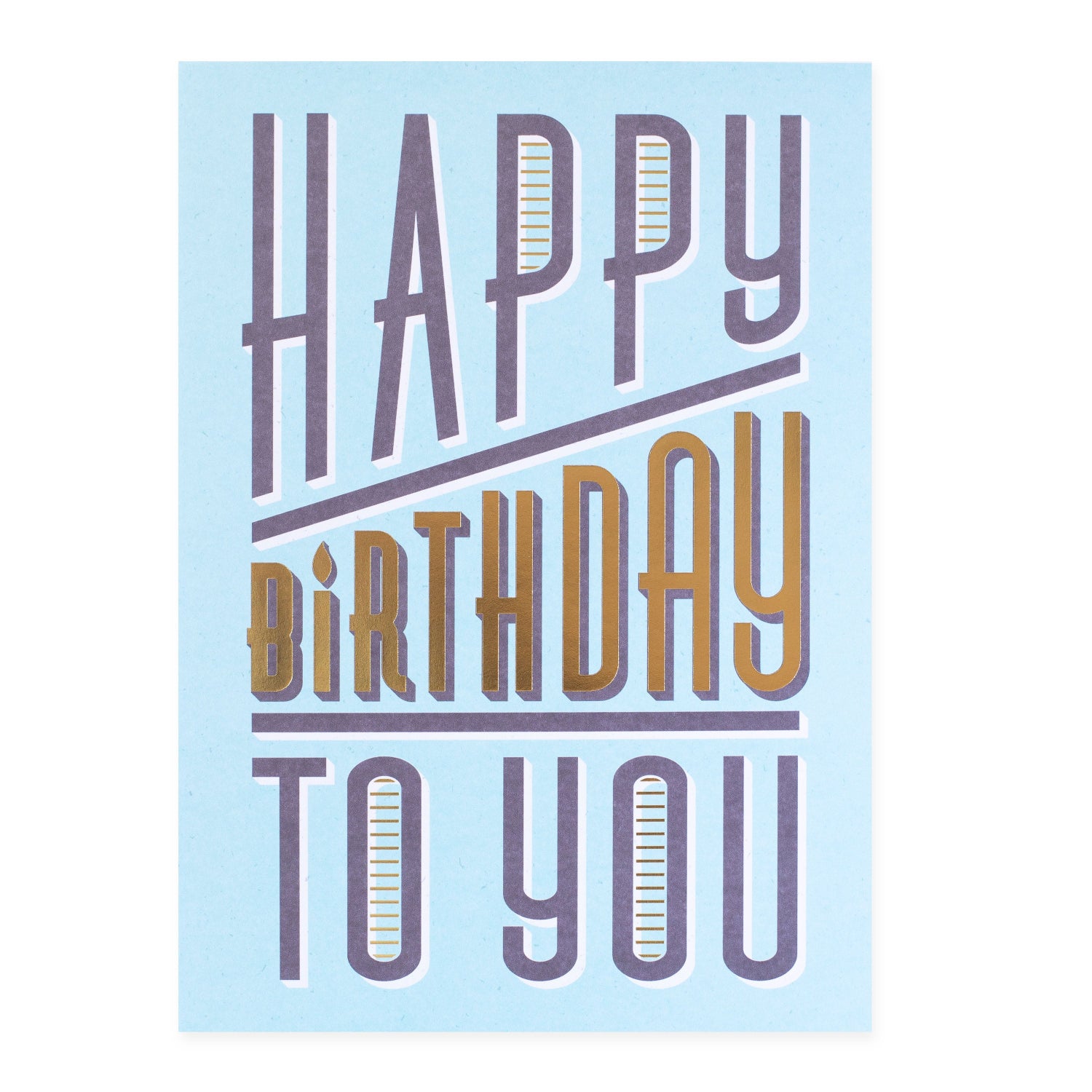 Hallmark Colossal Birthday Greeting Card - Gold & Bold featuring bold lettering on a light blue background, close up view.