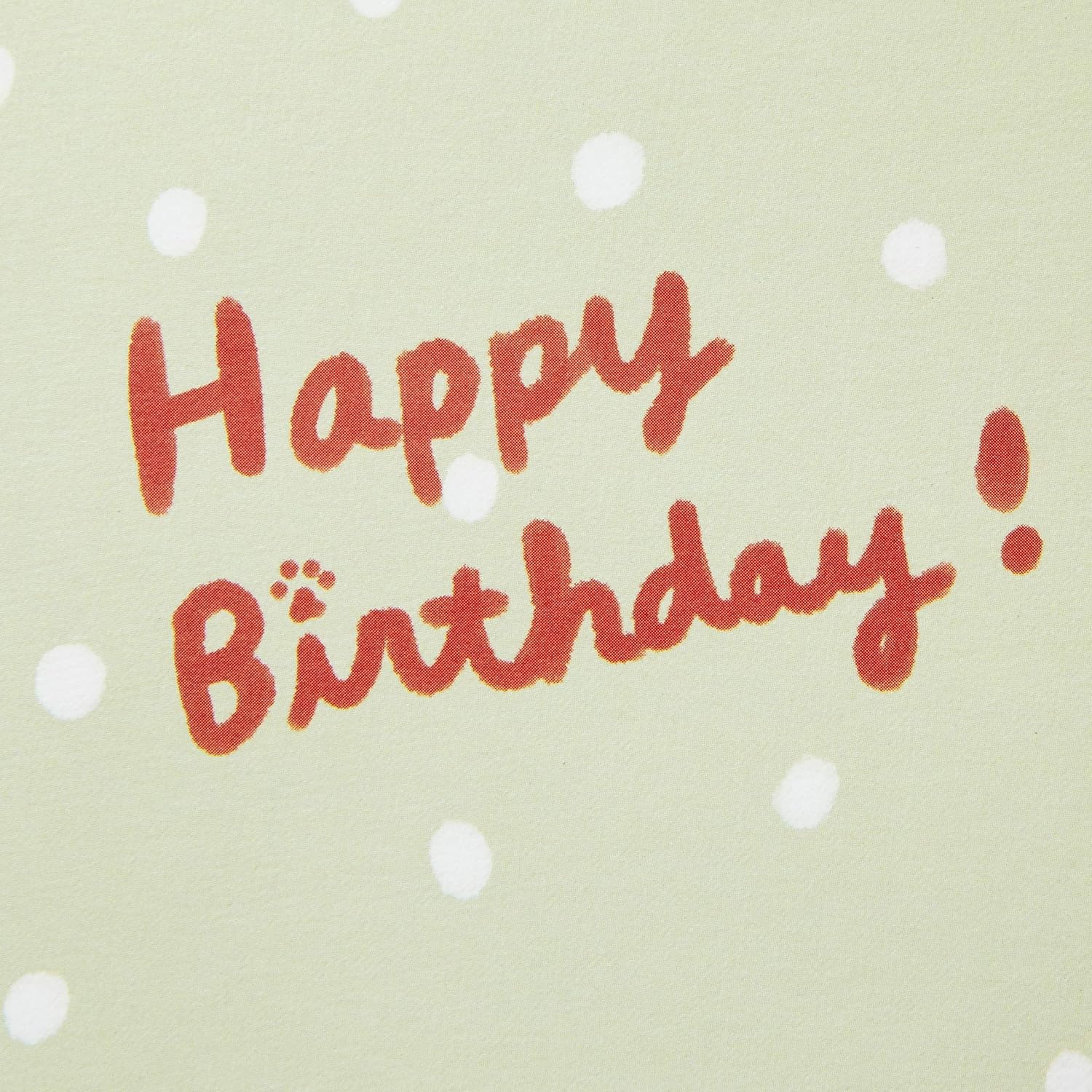Hallmark Pop Up Birthday Card (Cat and Friend with Birthday Cake) featuring whimsical 'Happy Birthday' text on a green polka dot background.