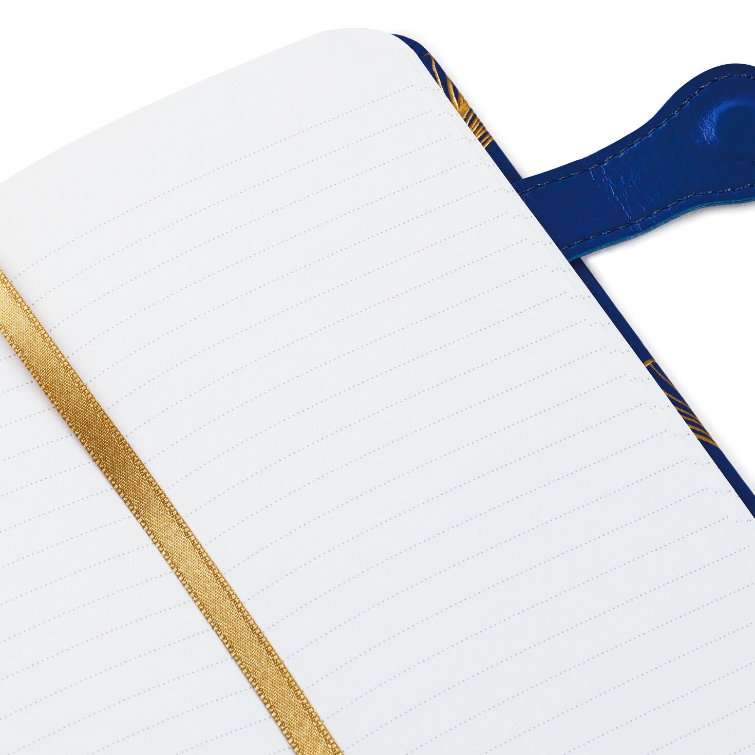 Hardcover Slim Journal - Gingko Leaves with lined pages, gold ribbon bookmark, and navy faux leather cover.