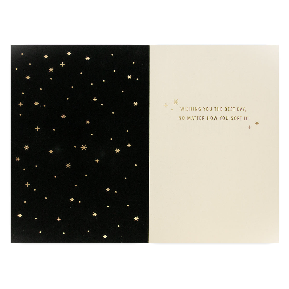 Hallmark Signature Birthday Card - Wizarding World Harry Potter Sorting Hat, interior design with black velvet and gold foil stars, elegant message inside