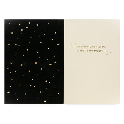 Hallmark Signature Birthday Card - Wizarding World Harry Potter Sorting Hat, interior design with black velvet and gold foil stars, elegant message inside
