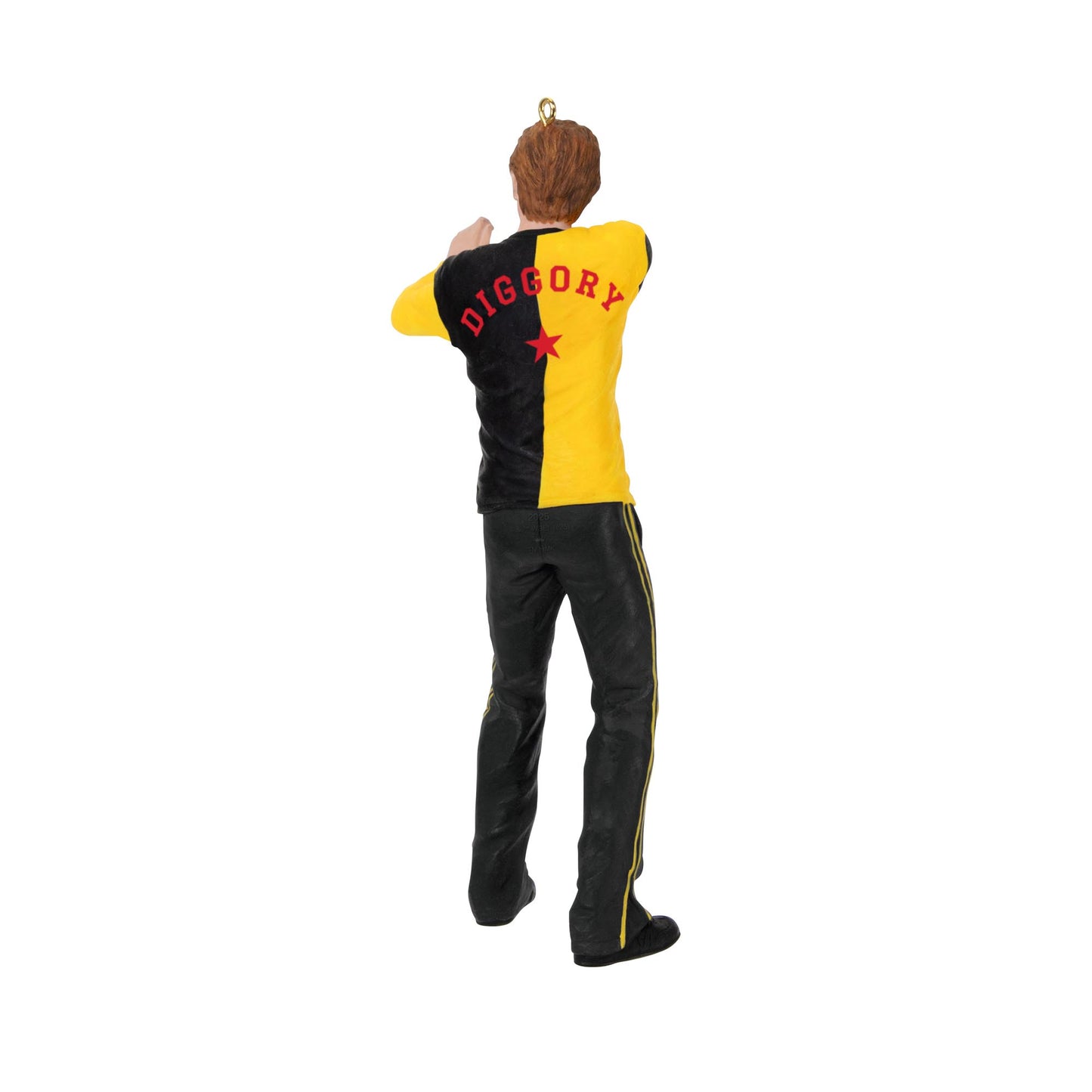 Harry Potter™ Cedric Diggory — 2025 Hallmark Keepsake Christmas Ornament, detailed rear view with black and yellow Quidditch uniform.