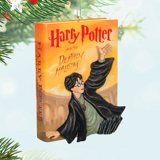 Harry Potter and the Deathly Hallows™ — Hallmark Keepsake Christmas Ornament, artist-crafted ornament depicting Harry Potter in battle pose, hanging detail.