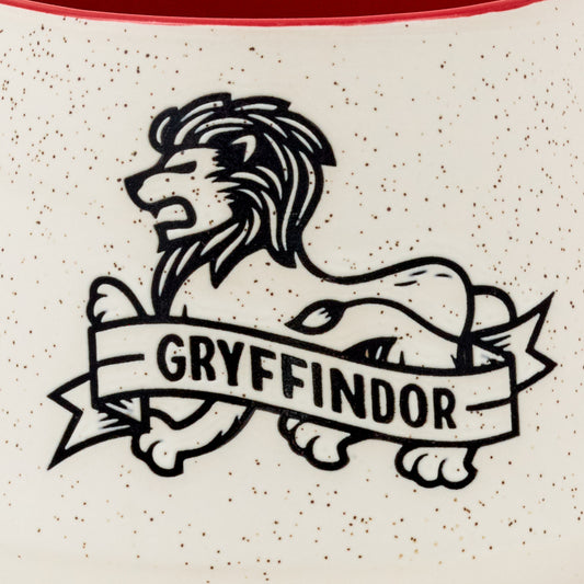 Harry Potter™ Retro Gryffindor™ Mug, 770ml in speckled ceramic showing Gryffindor lion design and banner detail.