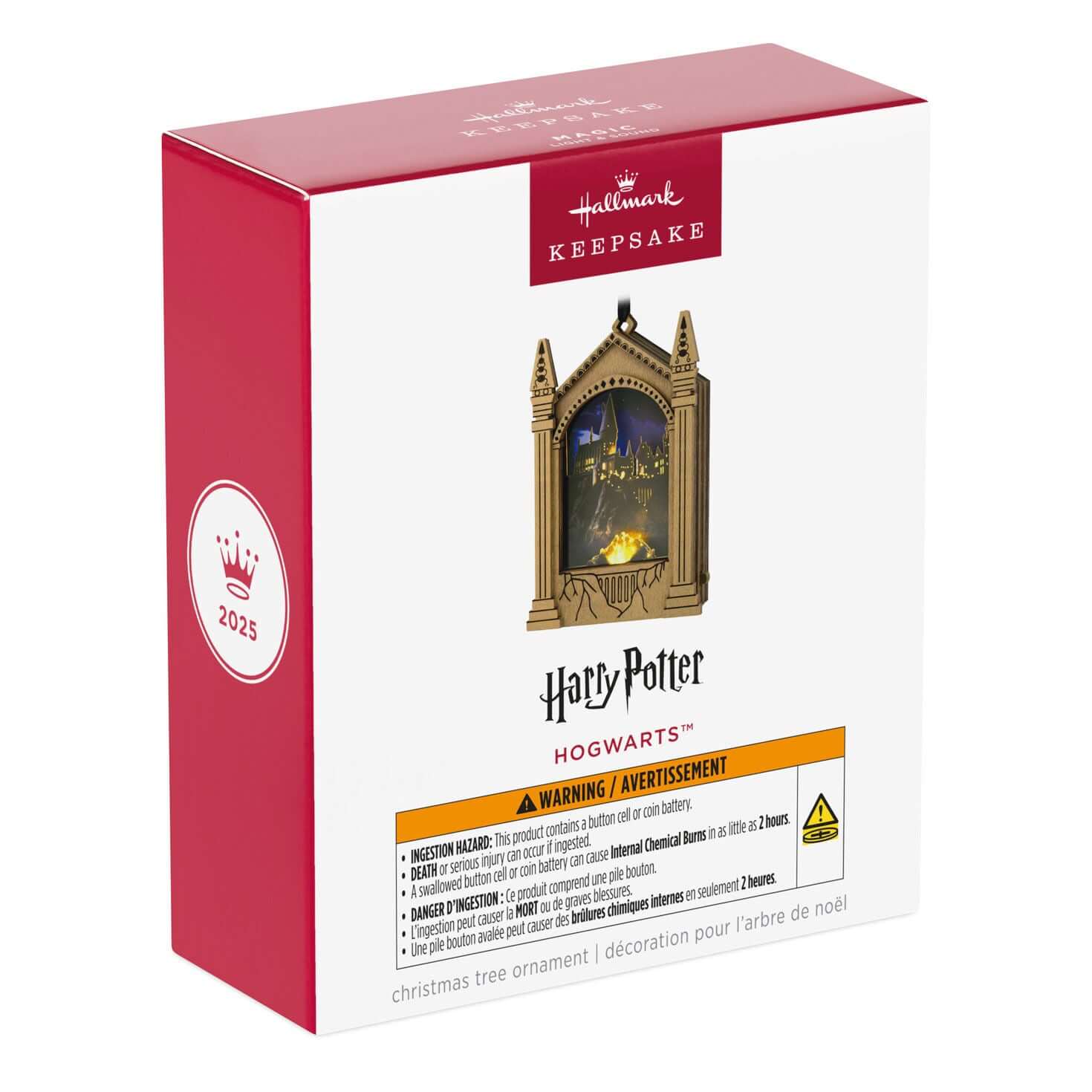 Harry Potter™ Hogwarts™ Musical Papercraft Ornament With Light — 2025 Hallmark Keepsake Christmas Ornament packaging showing detailed design and branding.