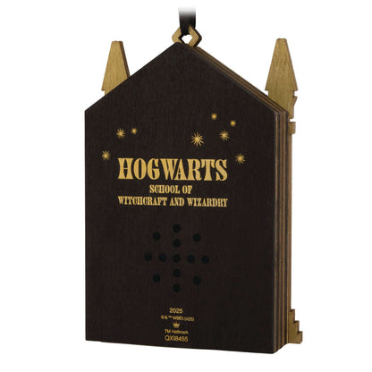 Harry Potter™ Hogwarts™ Musical Papercraft Ornament With Light — 2025 Hallmark Keepsake Christmas Ornament with intricate wood design and gold accents.