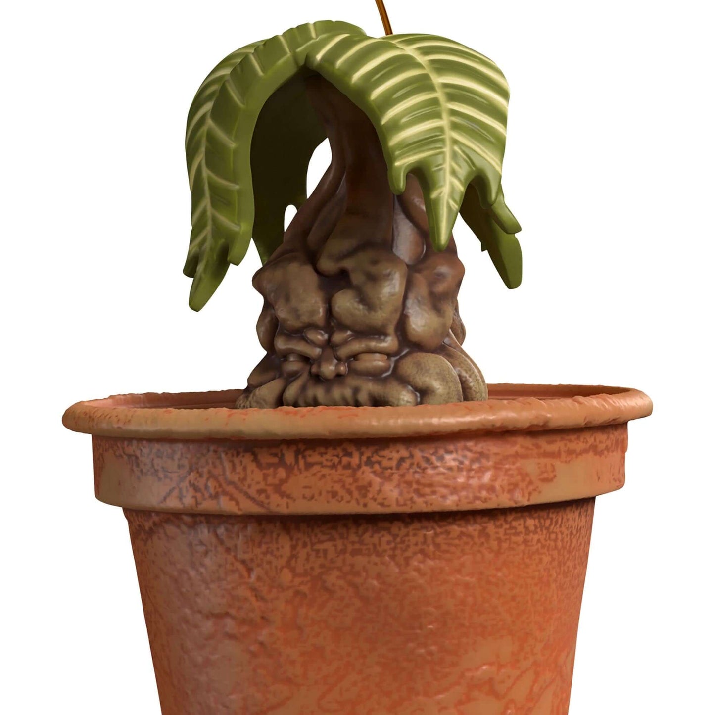 Harry Potter™ Mandrake™ With Sound — 2025 Hallmark Keepsake Christmas Ornament, detailed close-up of the plant in a terracotta pot.