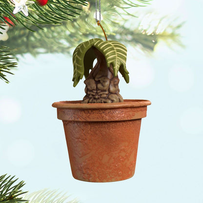 Harry Potter™ Mandrake™ With Sound — 2025 Hallmark Keepsake Christmas Ornament featuring a detailed Mandrake in a terra-cotta pot.