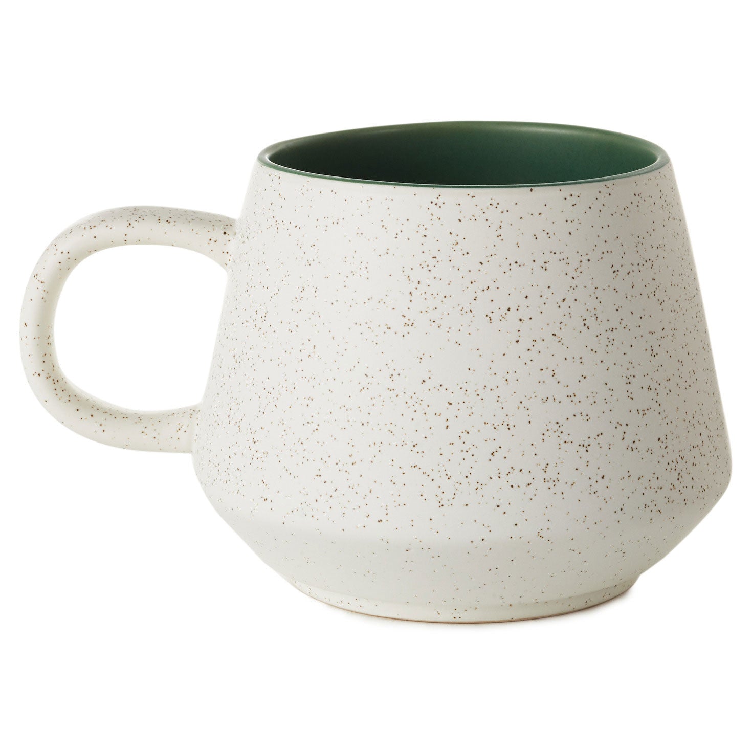 Harry Potter™ Retro Slytherin™ Mug, 770ml in speckled ceramic with green interior, angled view showcasing unique shape.
