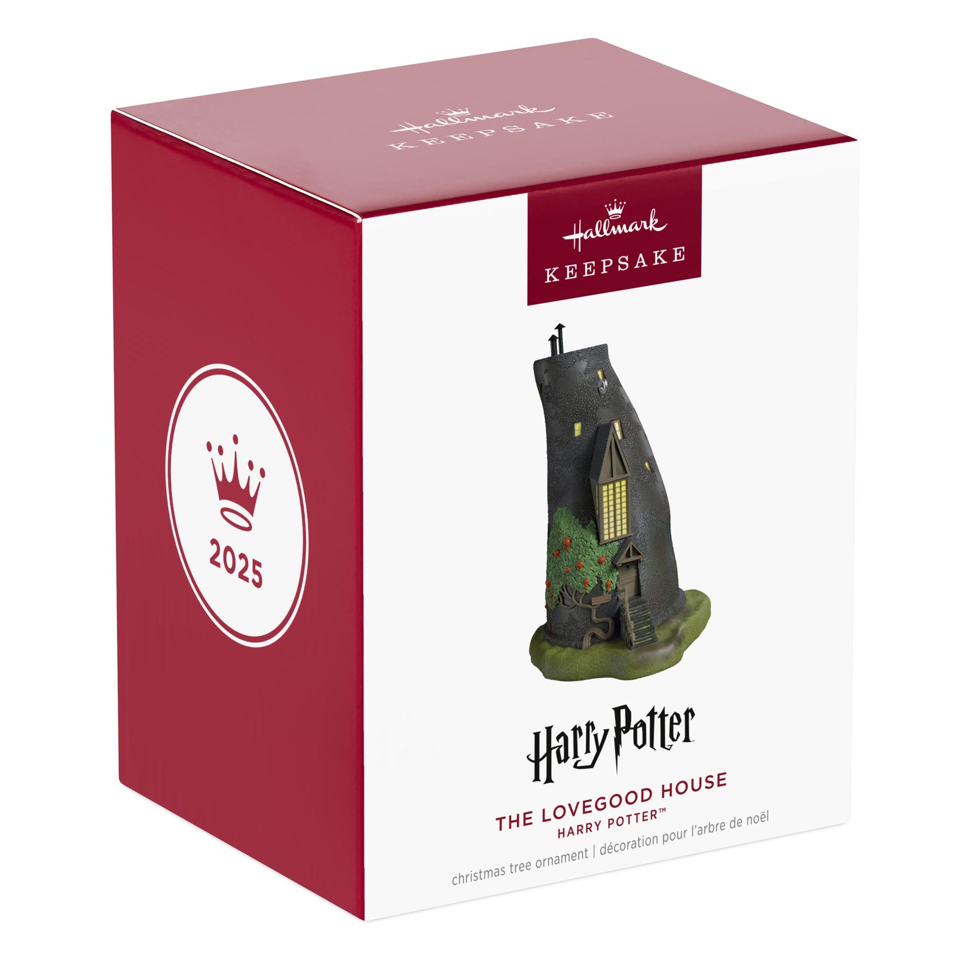 Harry Potter™, The Lovegood Home — 2025 Hallmark Keepsake Christmas Ornament box, displaying a whimsical design and logo detail.