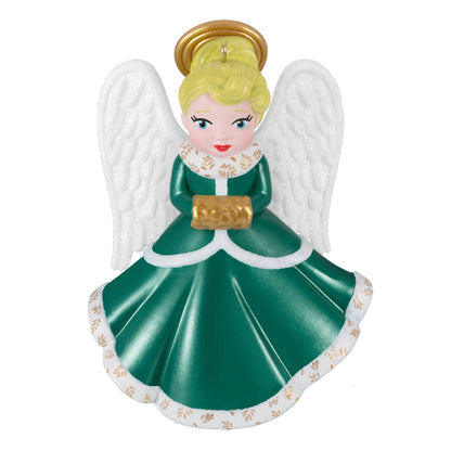 Heirloom Angels, 10th in the Series — 2025 Hallmark Keepsake Christmas Ornament, green dress, blonde angel, glittery wings, detailed design