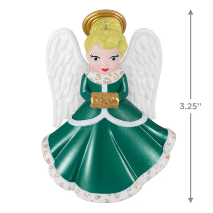 Heirloom Angels, 10th in the Series — 2025 Hallmark Keepsake Christmas Ornament, green dress, detailed with white trim, 3.25" tall